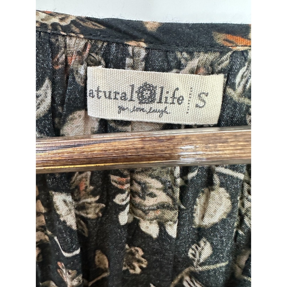 Natural Life Floral Tassel Long Sleeve Boho Shift Dress Small Ruffle Boho Fall - Picture 11 of 13